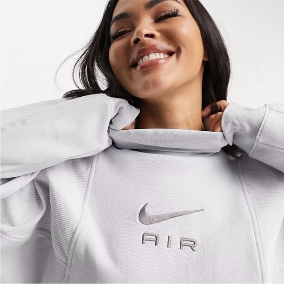 Nike Air corduroy fleece sweatshirt in pure platinum XL - Picture 5 of 10